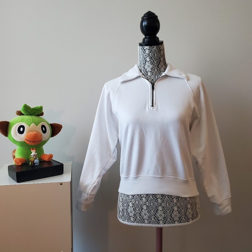 White Half Zip-Up Pullover